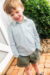 BOY'S LONG SLEEVE PRO PERFORMANCE POLO IN GREEN SPRUE STRIPE