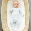 MINI MALLARD EMBROIDERED ZIPPER FOOTIE LIGHT BLUE