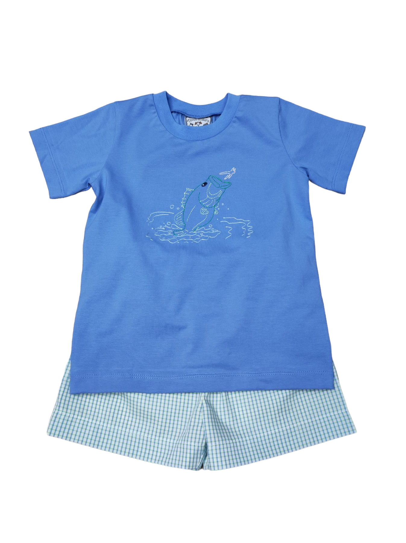 BASS FISH EMBROIDERED BOYS SHORT SET