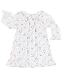 CHRISTMAS BOW TRELLIS PRINT GOWN