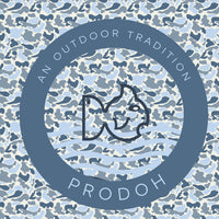 KID'S PRO PERFORMANCE HOODIE T-SHIRT IN BLUE BREAK POINT CAMO WITH PRODOH LOGO
