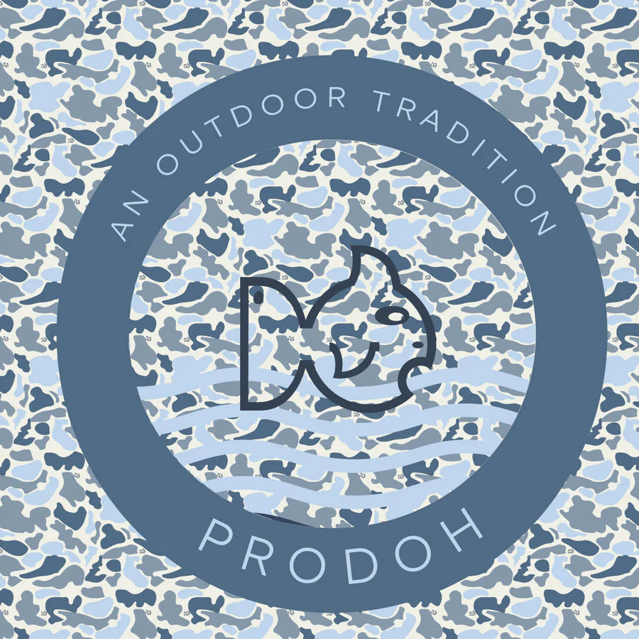 KID'S PRO PERFORMANCE HOODIE T-SHIRT IN BLUE BREAK POINT CAMO WITH PRODOH LOGO