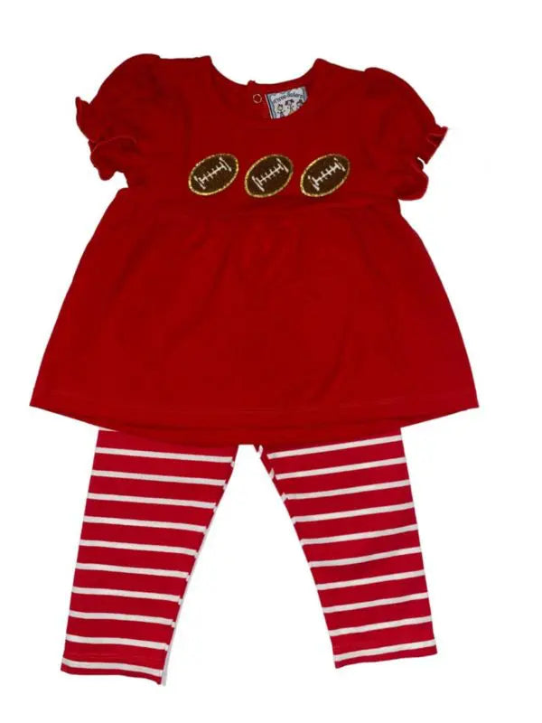 RED FOOTBALL GIRLS LEGGING SET