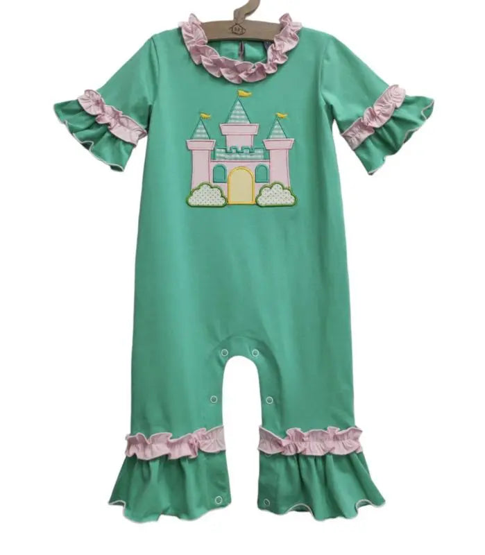 CASTLE APPLIQUE GIRLS ROMPER