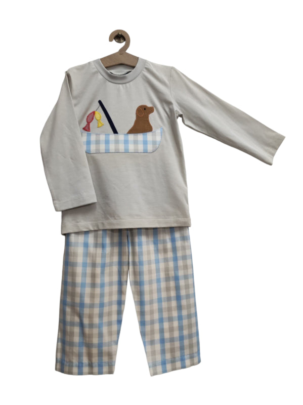 CATCH OF THE DAY APPLIQUE  BOYS PANT SET