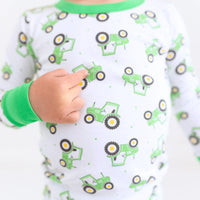 LIL' GREEN TRACTOR PRINT LONG PAJAMAS