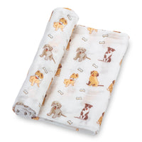 WOOF WOOF BABY MUSLIN SWADDLE BLANKET