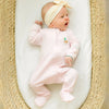 MINI MALLARD EMBROIDERED RUFFLE ZIP FOOTIE PINK