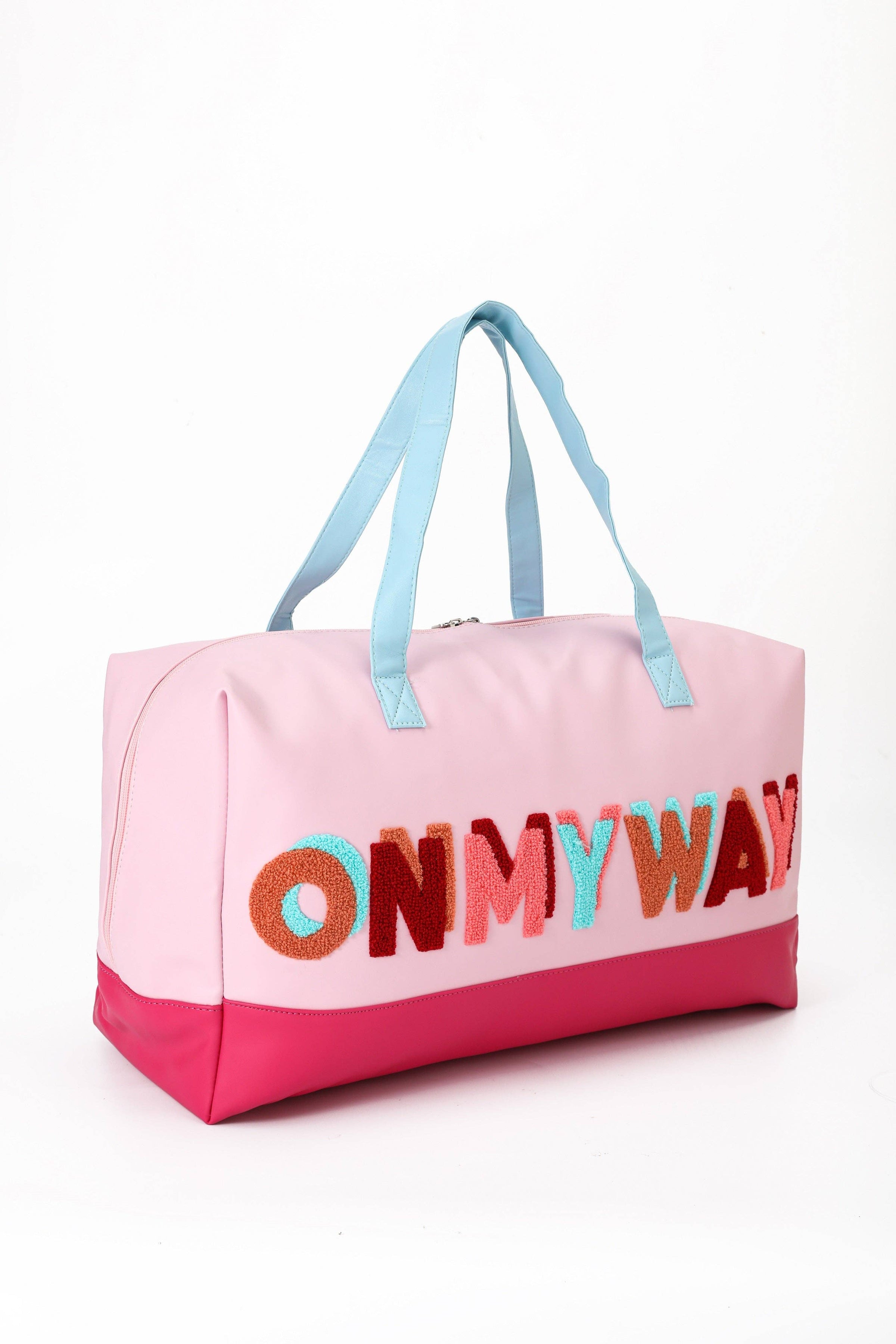 ON MY WAY EMBROIDERED DUFFLE BAG