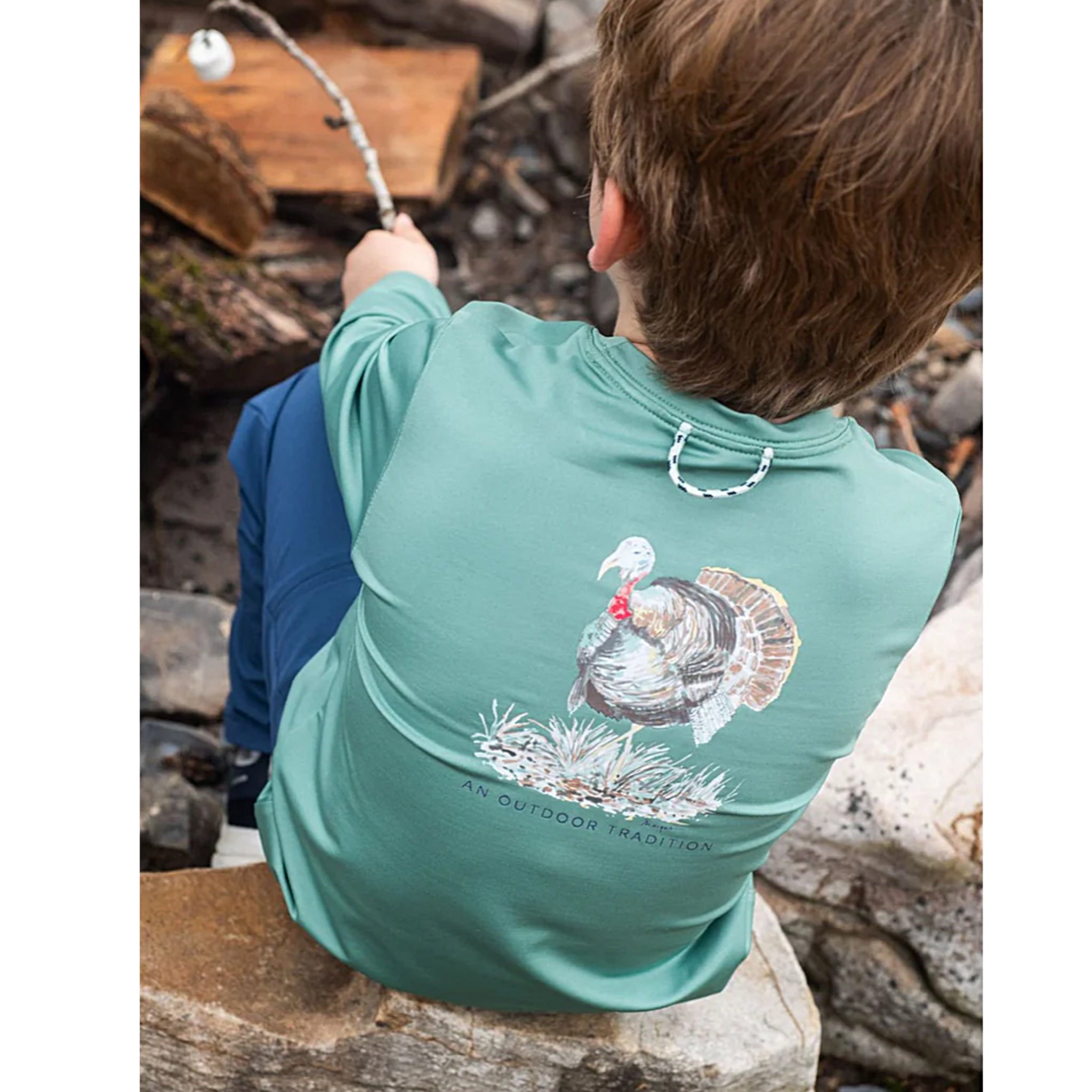 KID'S PRO PERFORMANCE LONG SLEEVE T-SHIRT TURKEY ON FROSTY SPRUCE