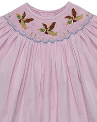 PINK GEORGETTE SMOCKED MALLARDS LONG BLOOMER SET