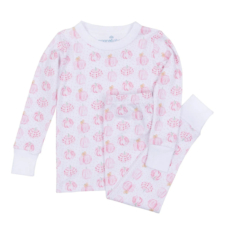 PRECIOUS PUMPKINS PRINT LONG PAJAMAS PINK