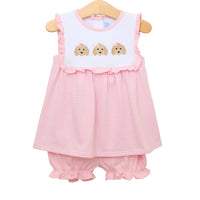 PUPPY TRIO EMBROIDERED BLOOMER SET