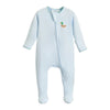 MINI MALLARD EMBROIDERED ZIPPER FOOTIE LIGHT BLUE