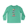 KID'S LONG SLEEVE T-SHIRT CHRISTMAS CARS ON GREEN
