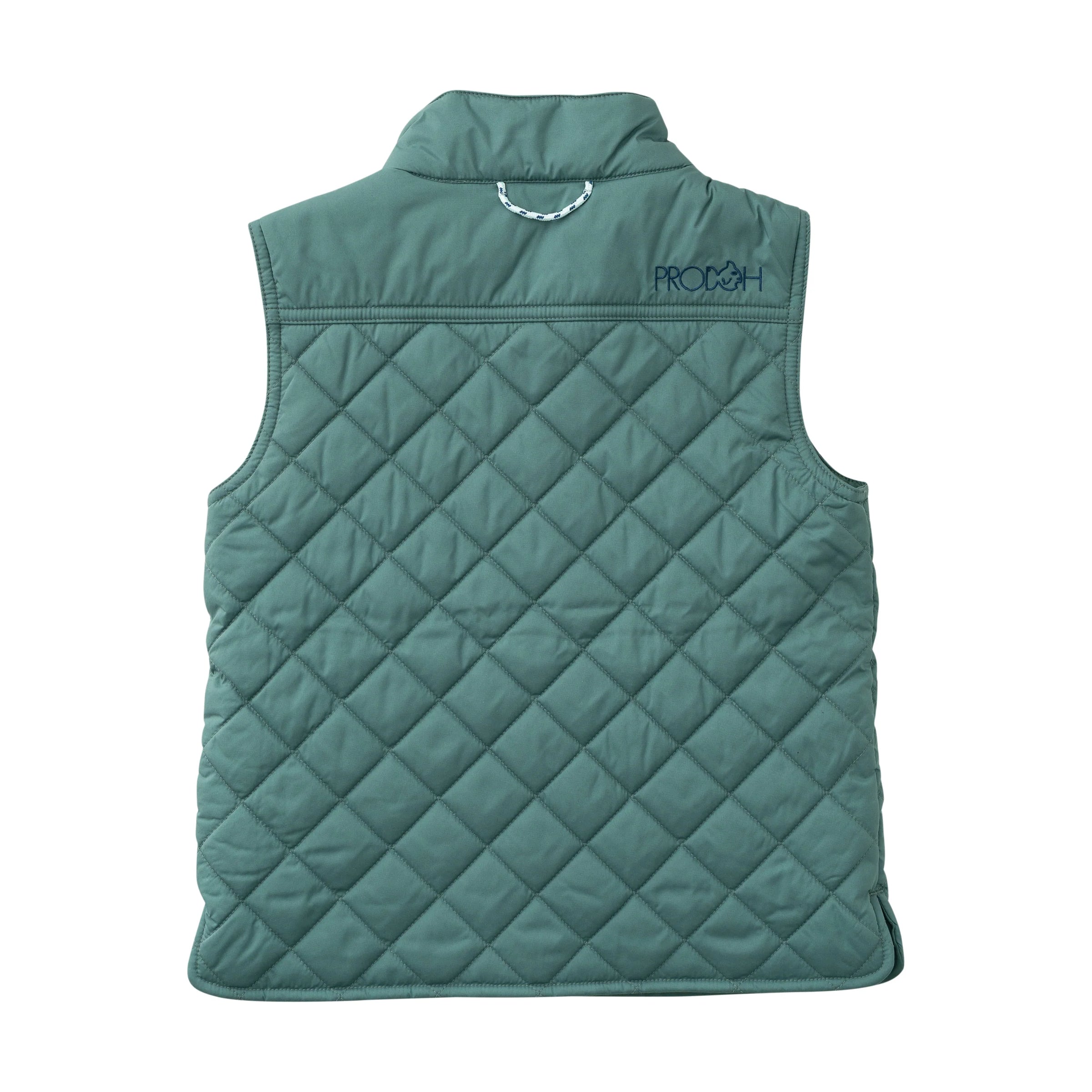 BOYS QUILTED VEST - SMOKE PINE GREEN