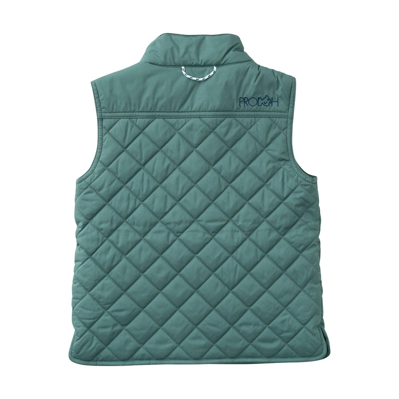 BOYS QUILTED VEST - SMOKE PINE GREEN