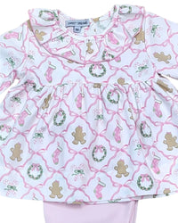 CHRISTMAS BOW TRELLIS PRINT PANTS SET
