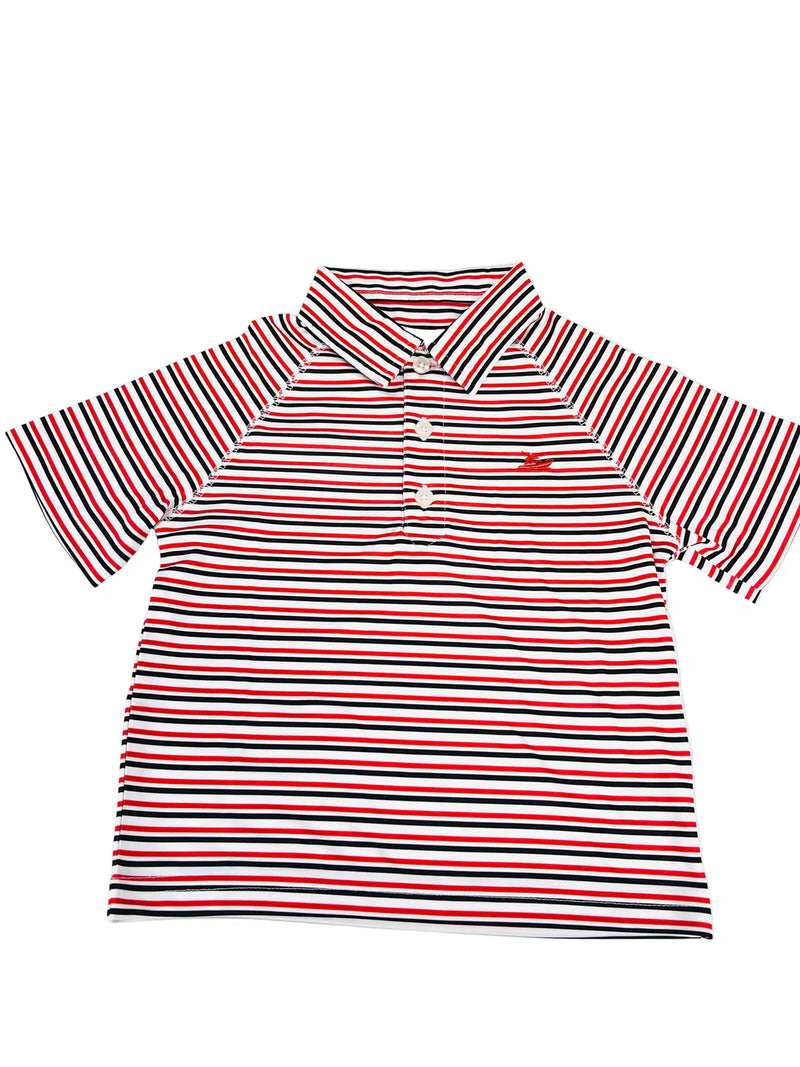 BOYS POLO - RED/BLACK STRIPE