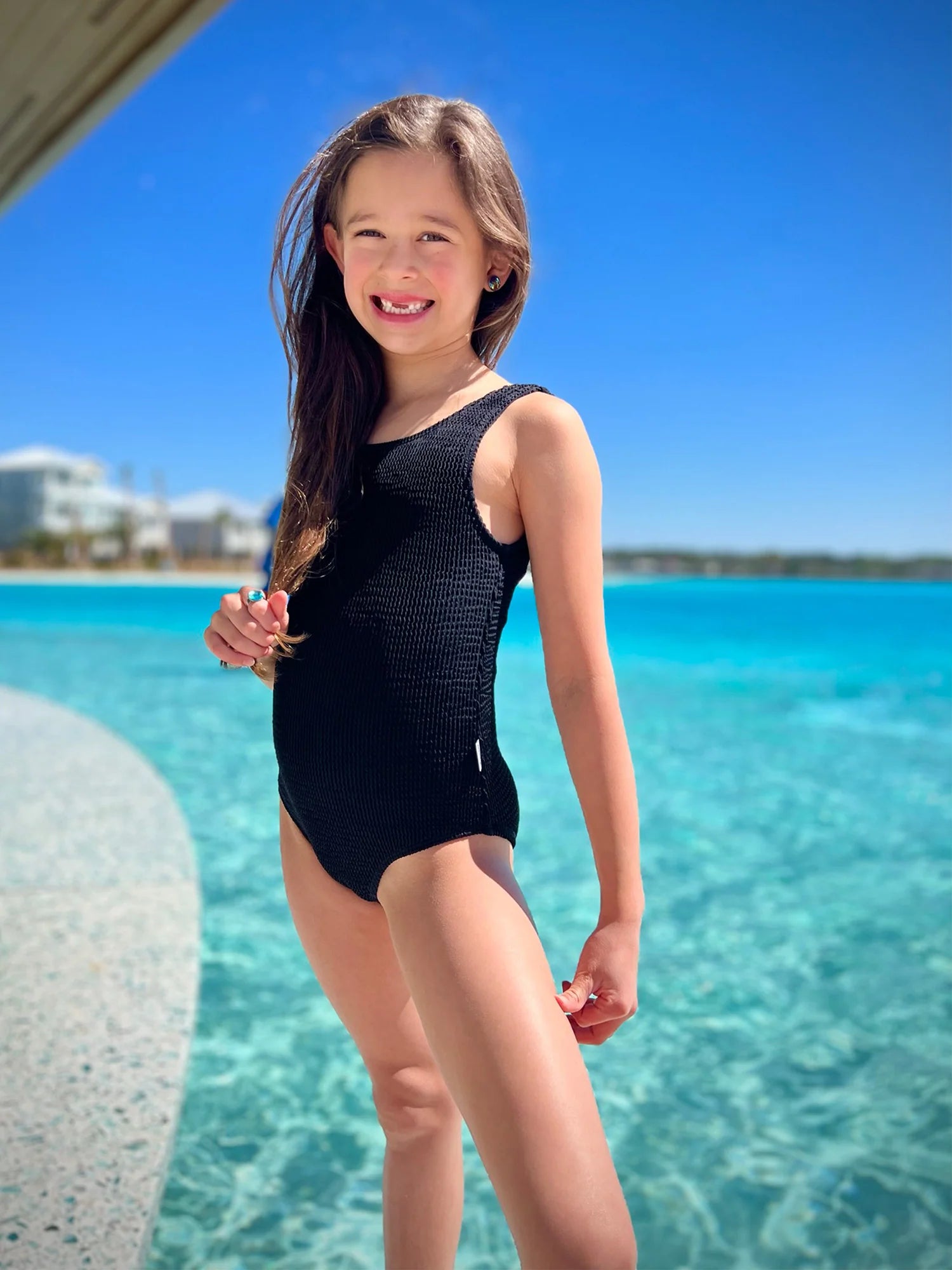 TWEEN ALIVIA CRINKLE TEXTURE ONE PIECE SWIMSUIT