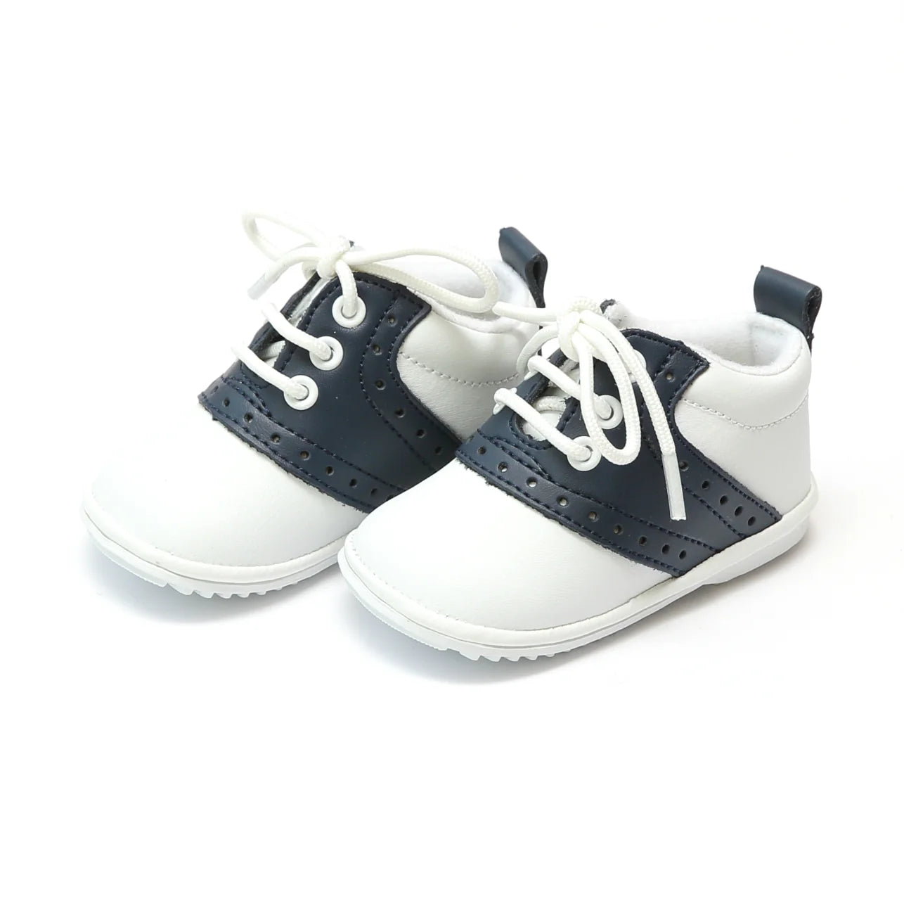 AUSTIN LEATHER SADDLE OXFORD SHOE - NAVY AND WHITE