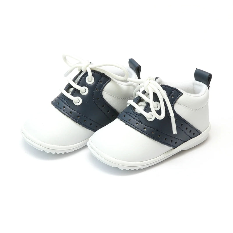 AUSTIN LEATHER SADDLE OXFORD SHOE - NAVY AND WHITE