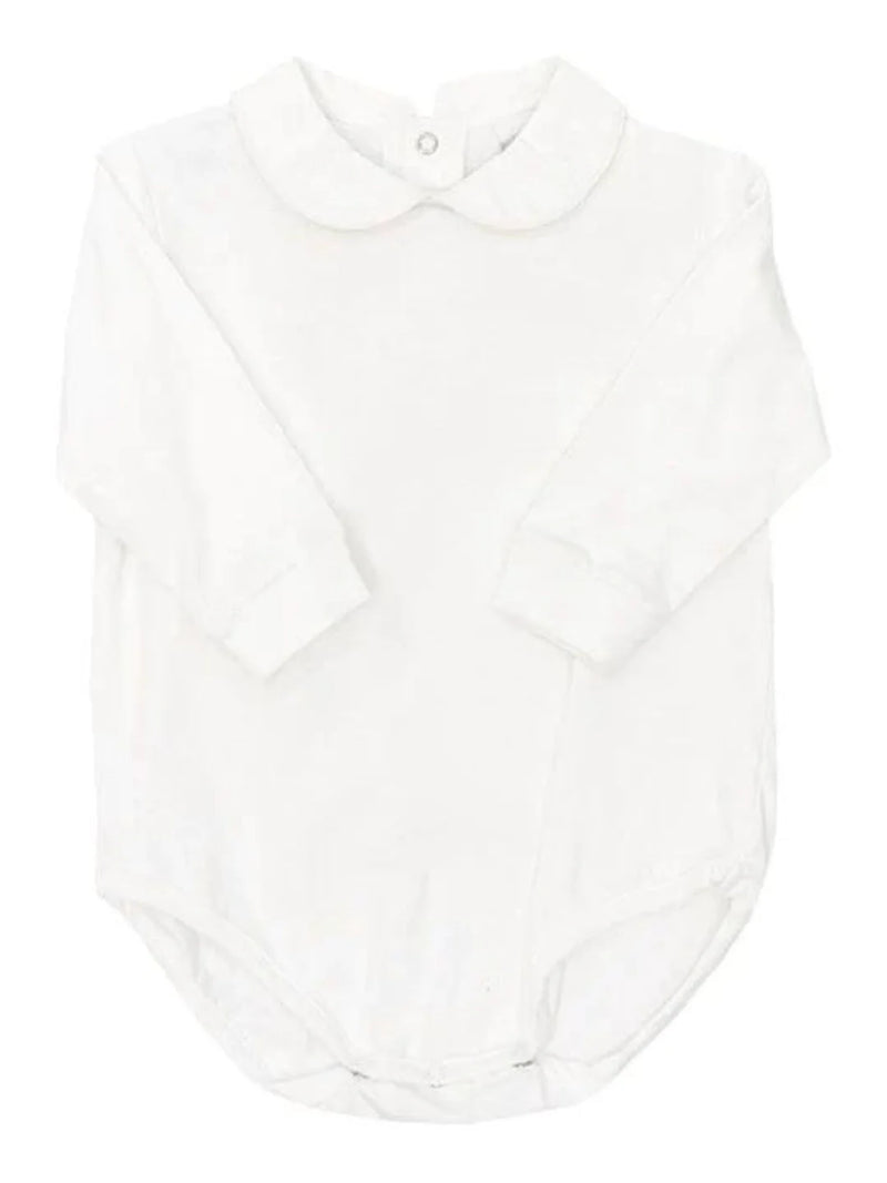 WHITE UNISEX KNIT LONG SLEEVE BUTTON BACK ONESIE