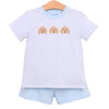 PUPPY TRIO EMBROIDERED BOY SHORT SET