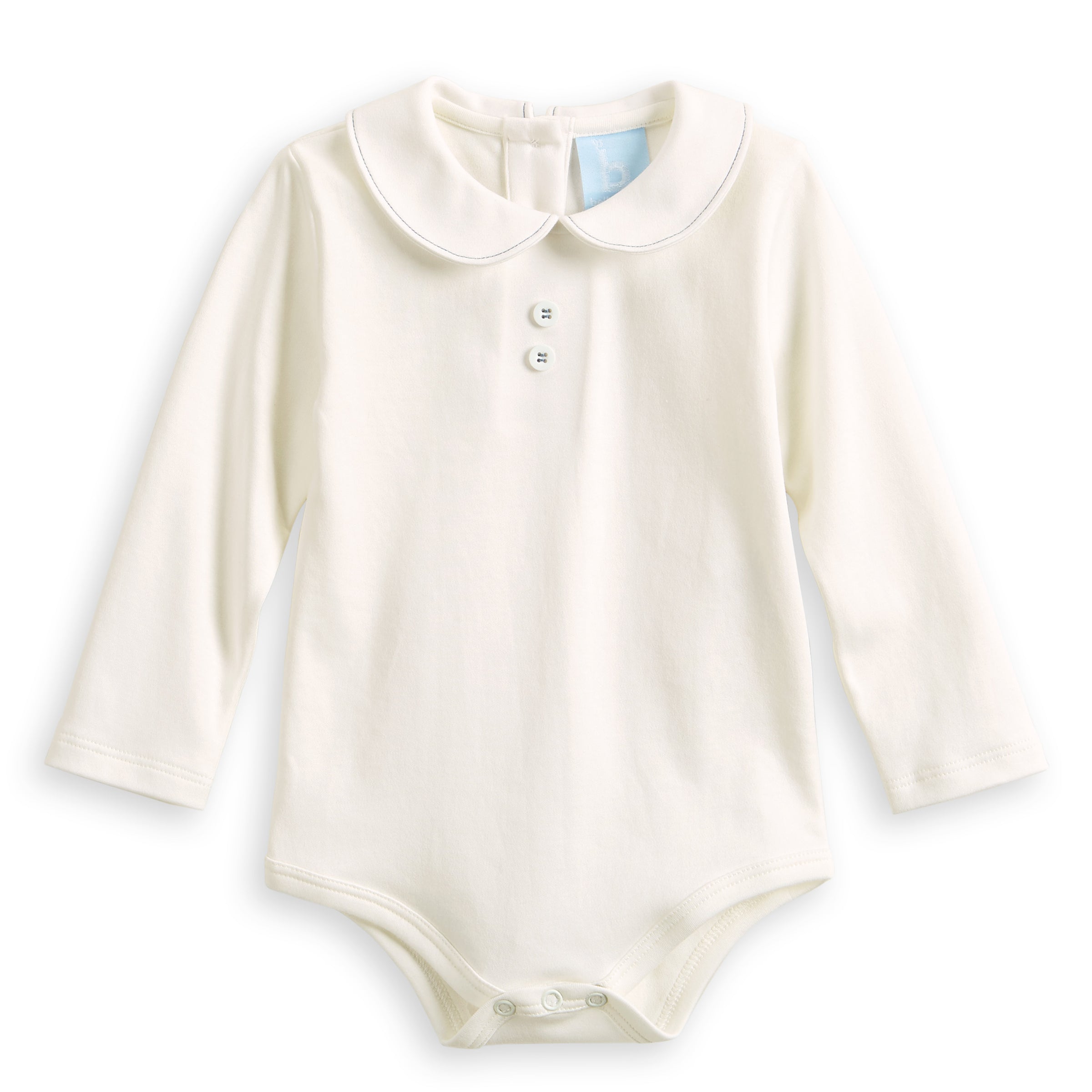 BUTTON FRONT PETER PAN PIMA ONE PIECE - IVORY/BLUE