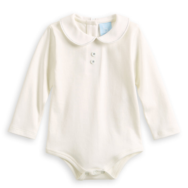 BUTTON FRONT PETER PAN PIMA ONE PIECE - IVORY/BLUE