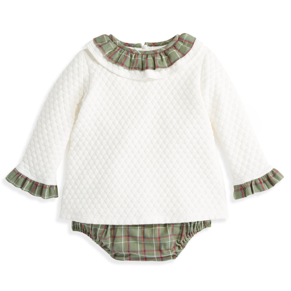 GEORGINA BLOOMER SET - IVORY WITH HUNTER PLAID