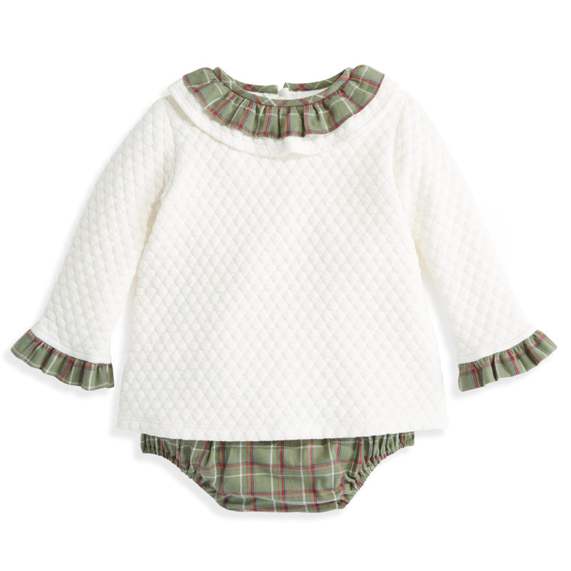 GEORGINA BLOOMER SET - IVORY WITH HUNTER PLAID