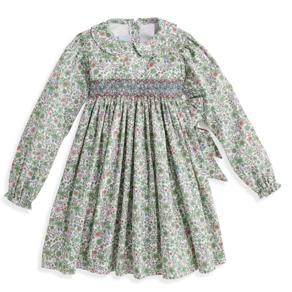 SMOCKED PETER PAN COLLAR DRESS - JADE FLORAL