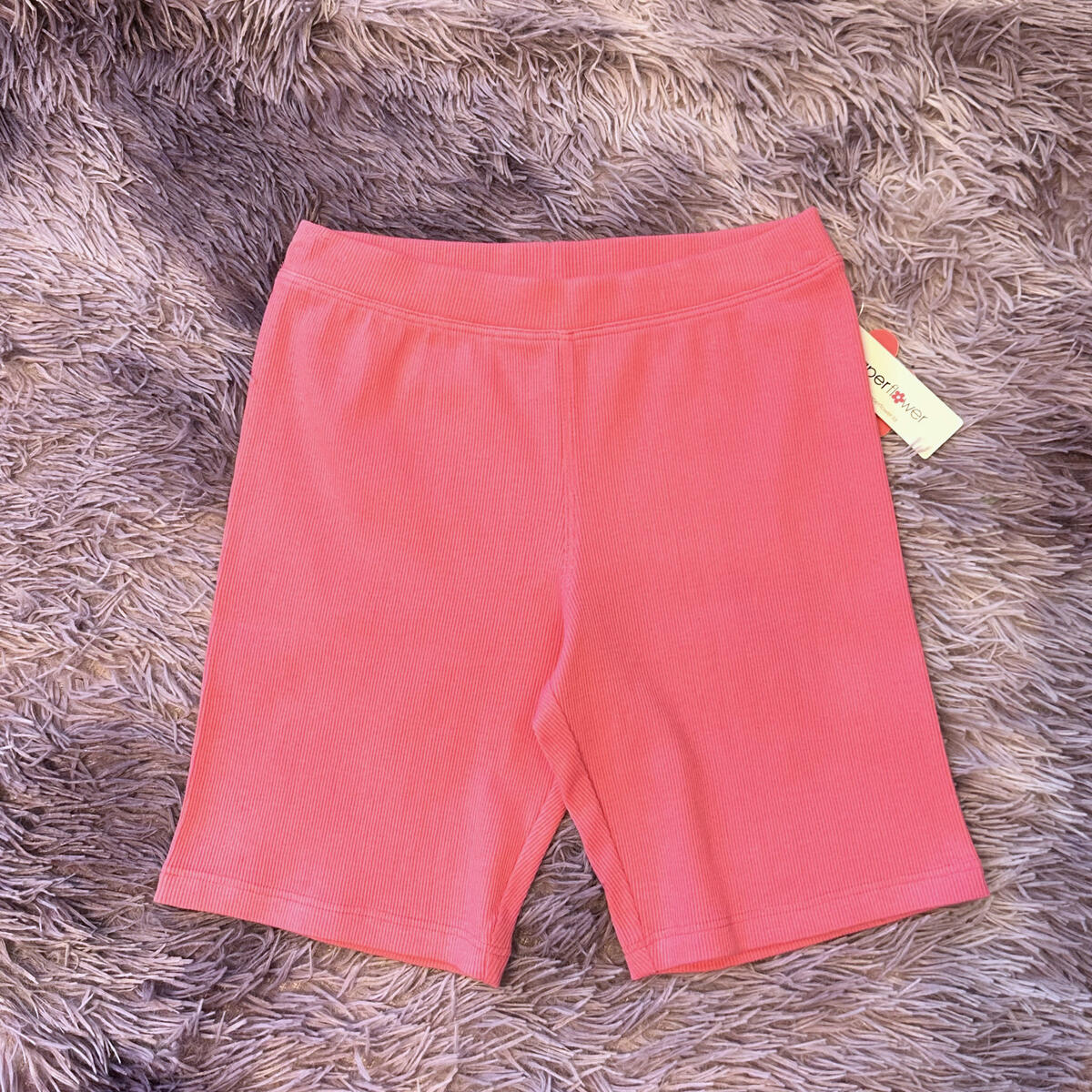 TWEEN PINK COSMOS RIB BIKERT SHORTS