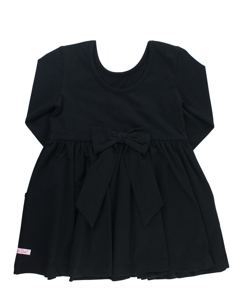 LONG SLEEVE KNIT TWIRL DRESS BLACK