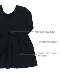 LONG SLEEVE KNIT TWIRL DRESS BLACK