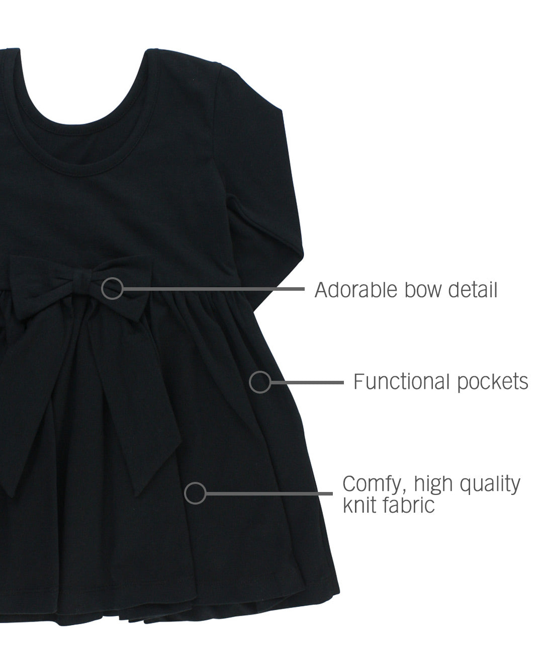 LONG SLEEVE KNIT TWIRL DRESS BLACK