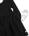 LONG SLEEVE KNIT TWIRL DRESS BLACK
