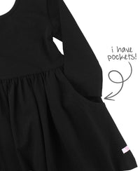 LONG SLEEVE KNIT TWIRL DRESS BLACK