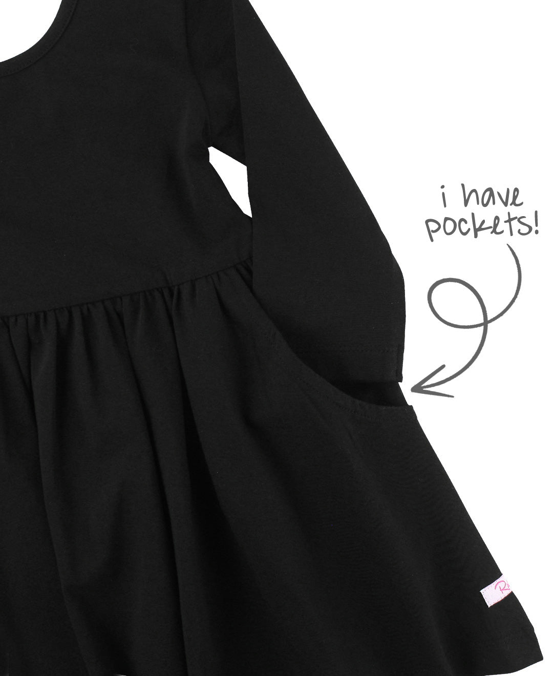LONG SLEEVE KNIT TWIRL DRESS BLACK
