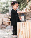 LONG SLEEVE KNIT TWIRL DRESS BLACK