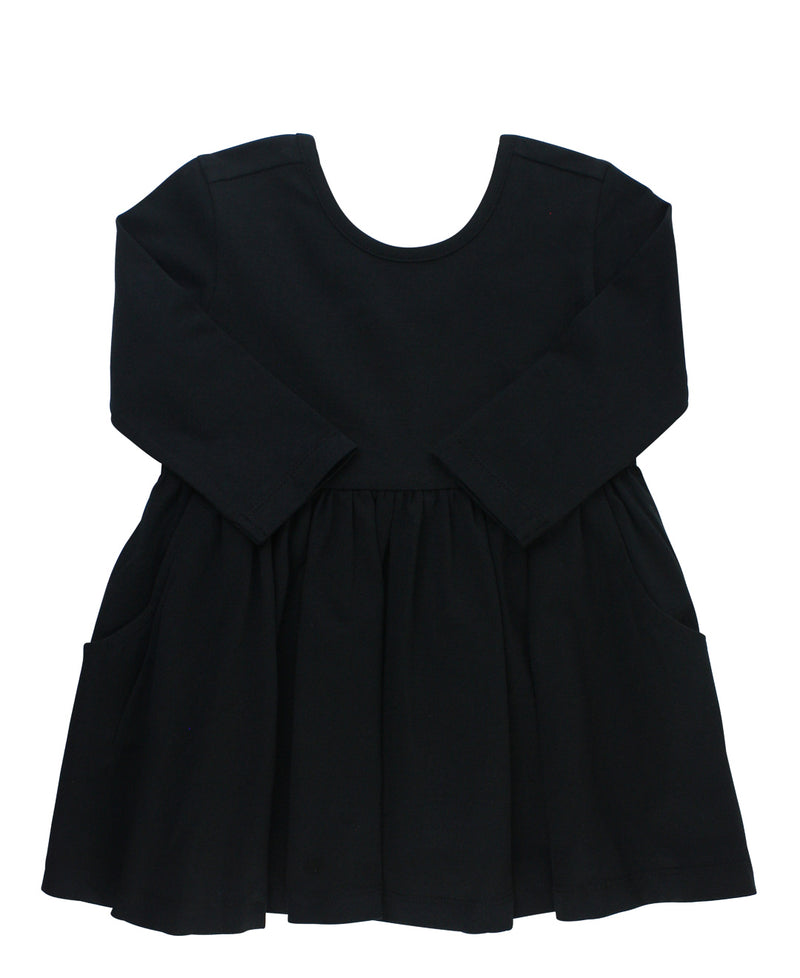 LONG SLEEVE KNIT TWIRL DRESS BLACK