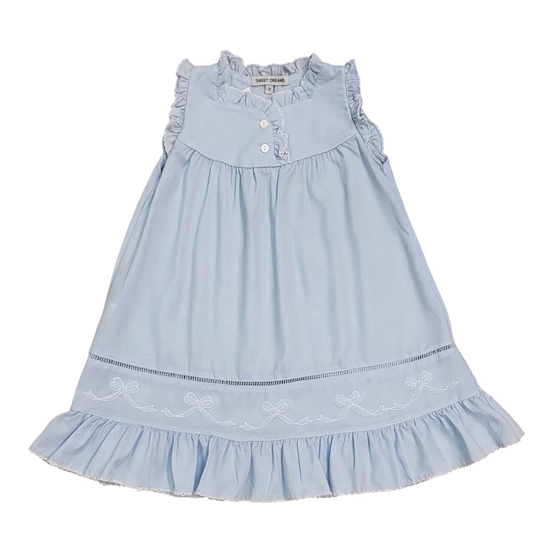 SHADOW STITCH EMBROIDERED BOW BLUE GOWN