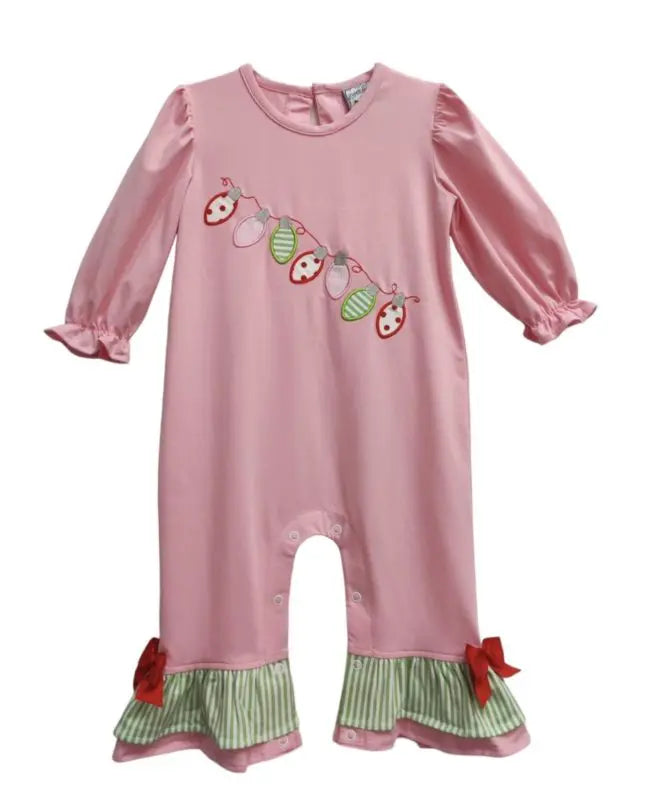 CHRISTMAS LIGHTS APPLIQUE GIRLS ROMPER