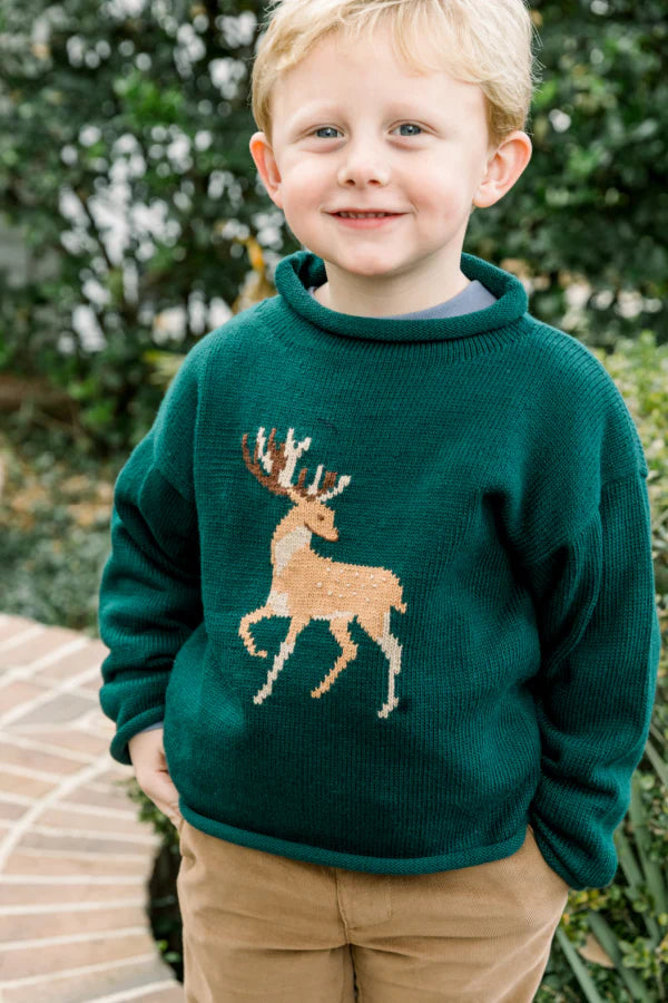 BOYS DEER ROLL NECK SWEATER