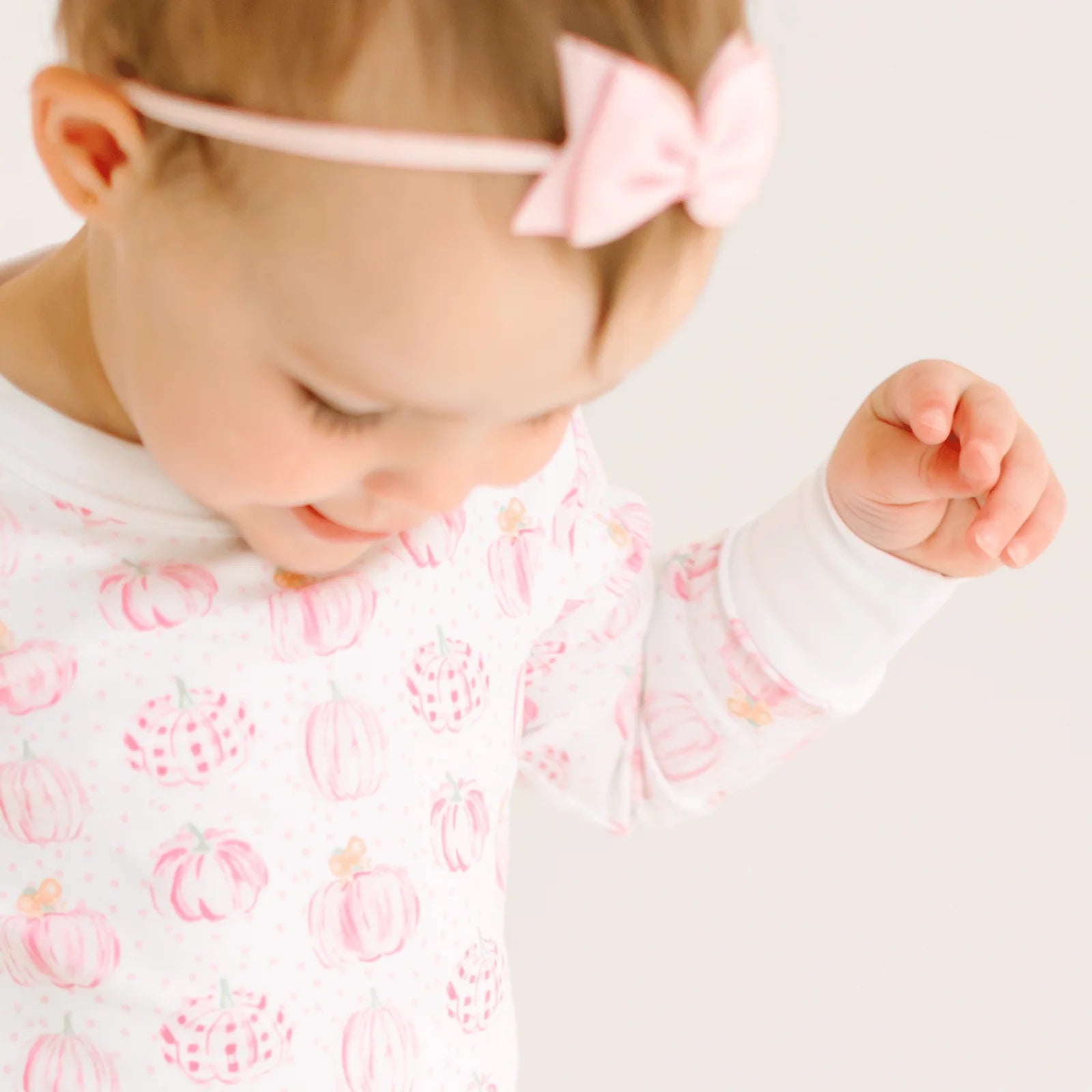 PRECIOUS PUMPKINS PRINT LONG PAJAMAS PINK
