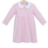 CLAIRE LONG SLEEVE DRESS IN LIGHT PINK STRIPE