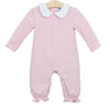 CLAIRE LONG SLEEVE ROMPER IN LIGHT PINK STRIPE