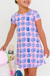 POLLY PLAY DRESS WILMINGTON WATERS/PIER PARTY PINK