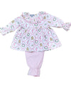 CHRISTMAS BOW TRELLIS PRINT PANTS SET